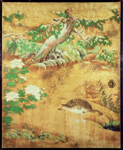 Vögel und Blumen Schiebetürpanel von Japanese School